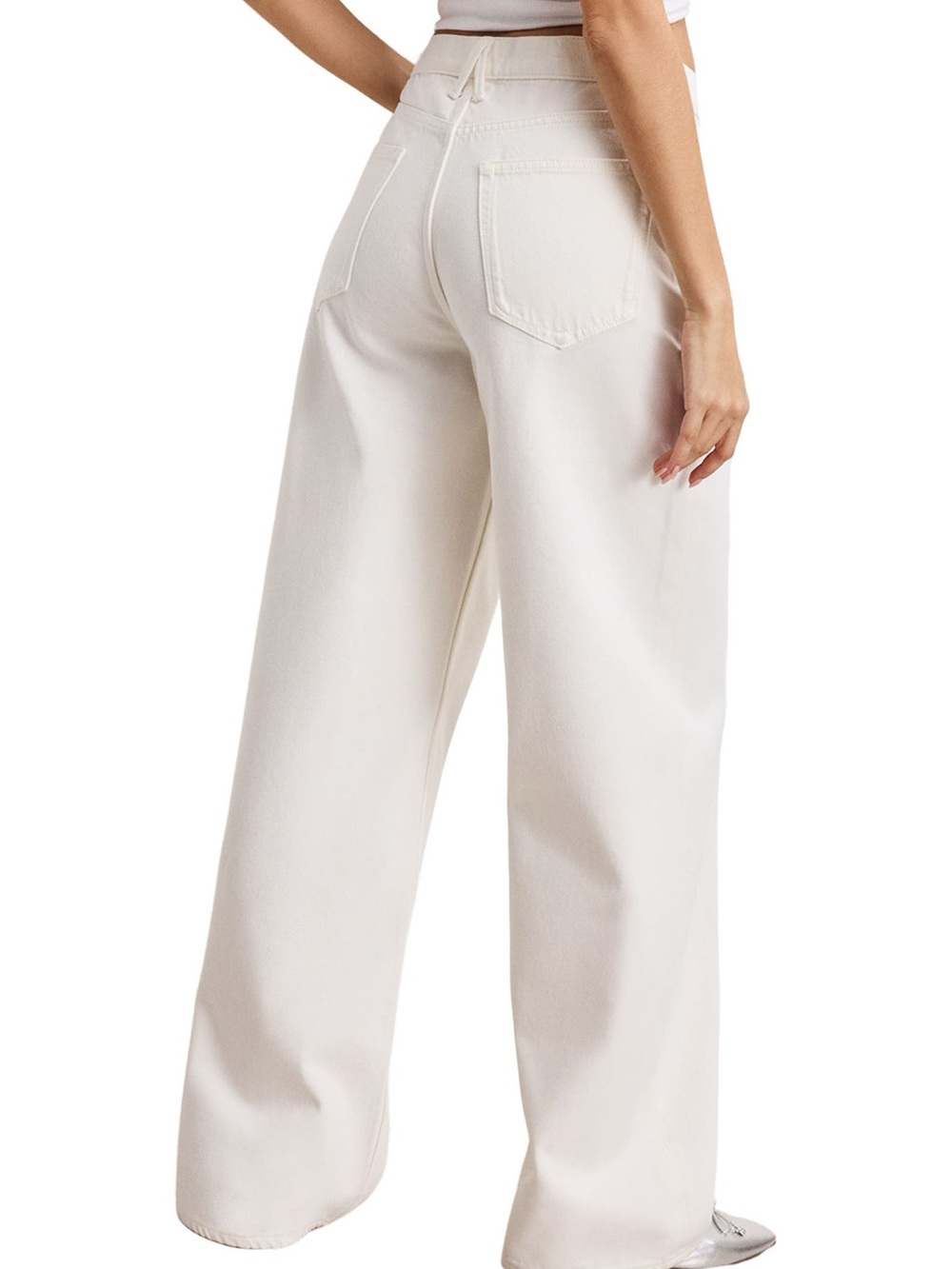 Good American Good Standard Baggy White Jeans